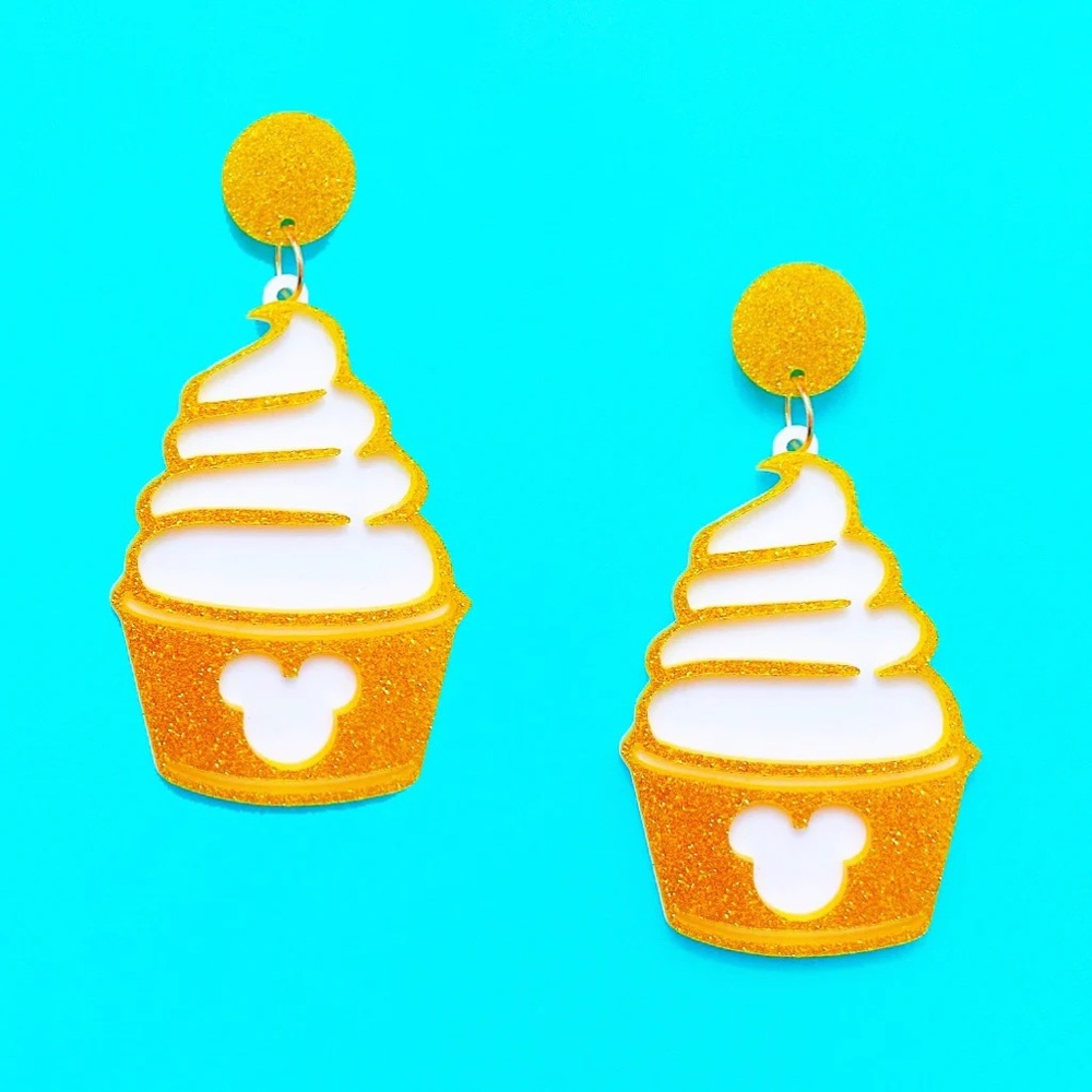 Mickey Mouse Pineapple Dole Whip Acrylic Drop Earrings - Disney